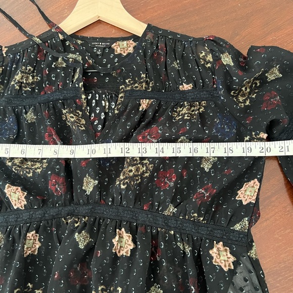 Lucky Brand Swiss Dot Top | size S | black/multicolored - Picture 6 of 7